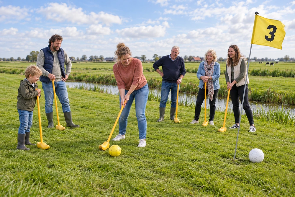 Boerengolf in het groene weiland
